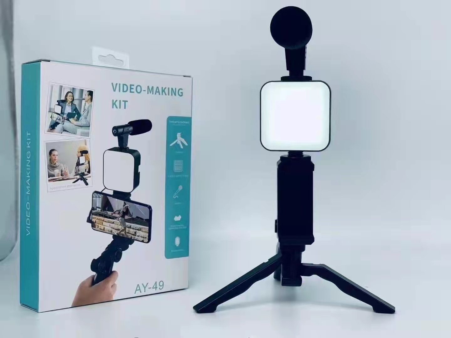 Mini Tripod Kits Microphone LED Fill Light - الصورة 4