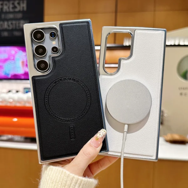 ⁦Leather Magnetic Case Shockproof Luxury for samsung⁩ - الصورة ⁦7⁩