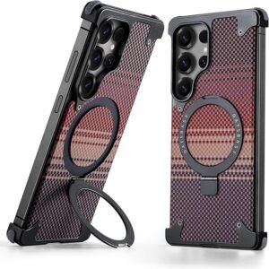 New Carbon Fiber Borderless Phone case Rotating for samsung
